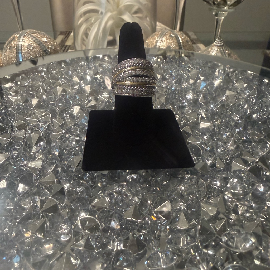 Crystal Pave Wrap Statement Ring Size 8 Silver Tone Fashion Jewelry